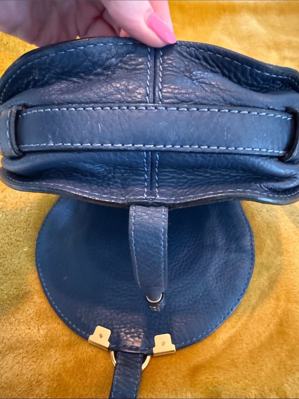 Chloe Marcie Small saddle bag blue leather - Picture 8 of 15